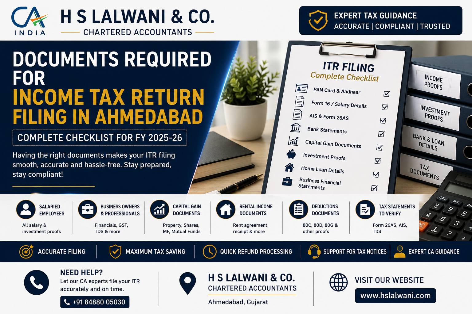 Documents Required for Income Tax Return Filing in Ahmedabad – Complete Checklist (FY 2025-26)